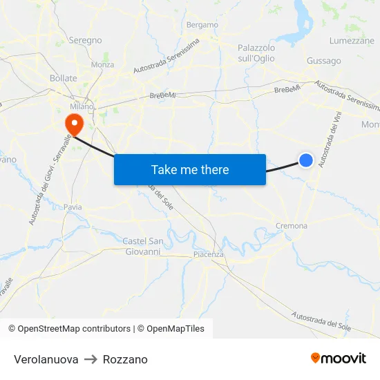 Verolanuova to Rozzano map