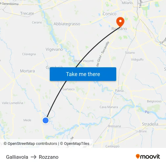 Galliavola to Rozzano map