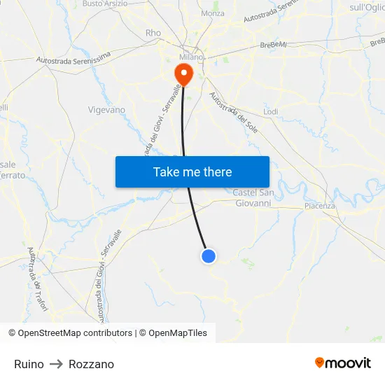 Ruino to Rozzano map