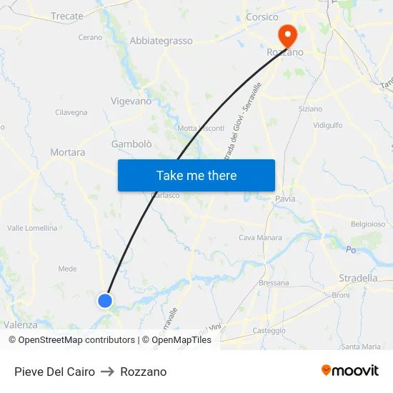 Pieve Del Cairo to Rozzano map
