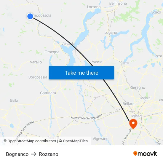 Bognanco to Rozzano map