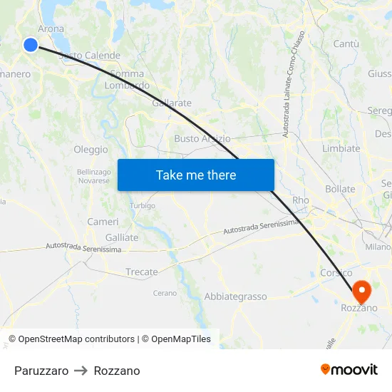Paruzzaro to Rozzano map