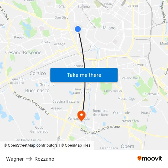 Wagner to Rozzano map