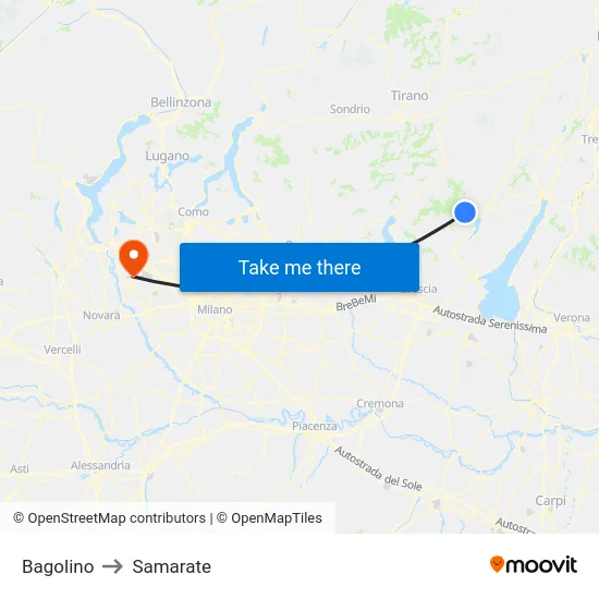 Bagolino to Samarate map