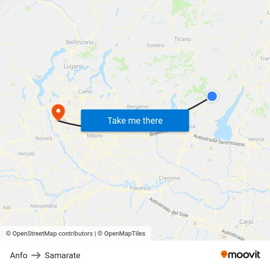 Anfo to Samarate map