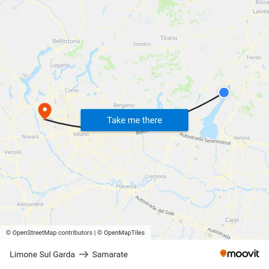 Limone Sul Garda to Samarate map