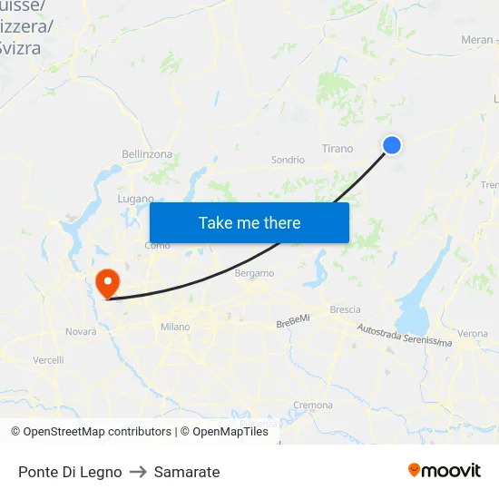 Ponte Di Legno to Samarate map