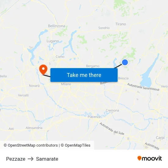 Pezzaze to Samarate map