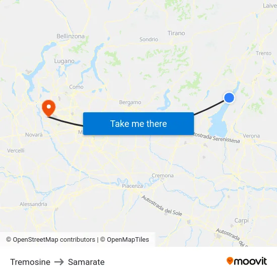 Tremosine to Samarate map