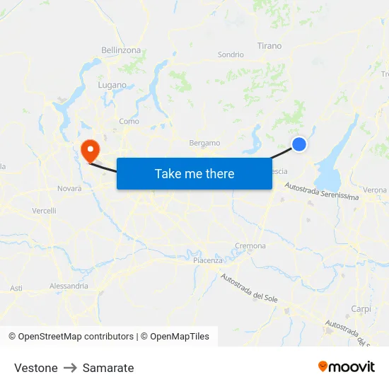 Vestone to Samarate map