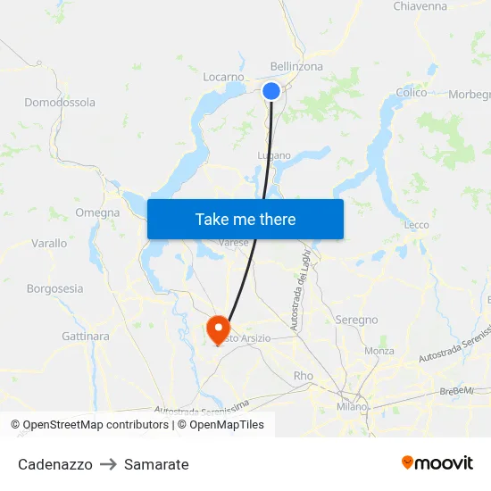Cadenazzo to Samarate map