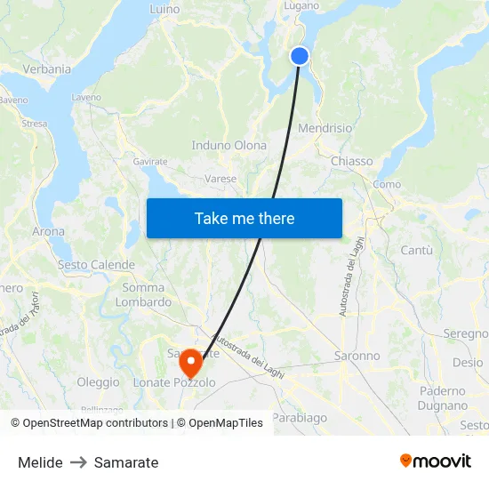 Melide to Samarate map