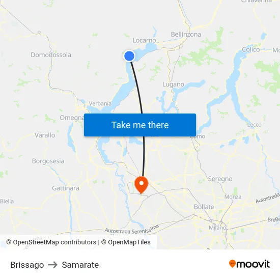 Brissago to Samarate map