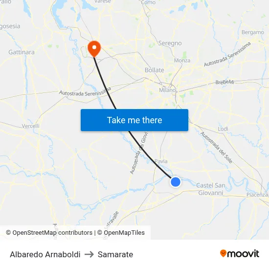 Albaredo Arnaboldi to Samarate map