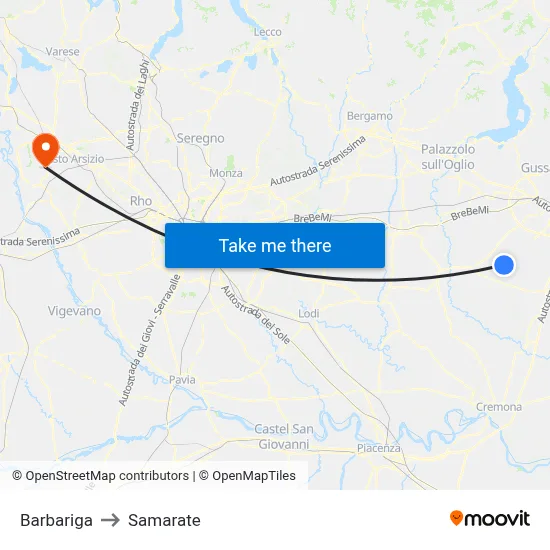 Barbariga to Samarate map