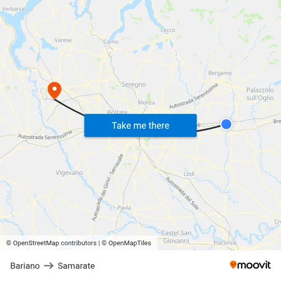 Bariano to Samarate map