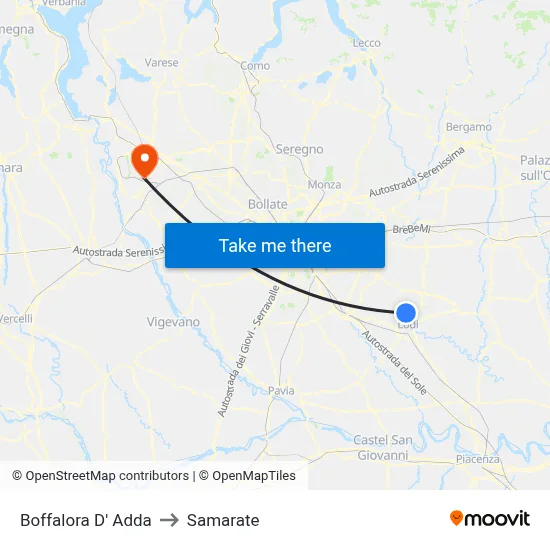 Boffalora D'Adda to Samarate map