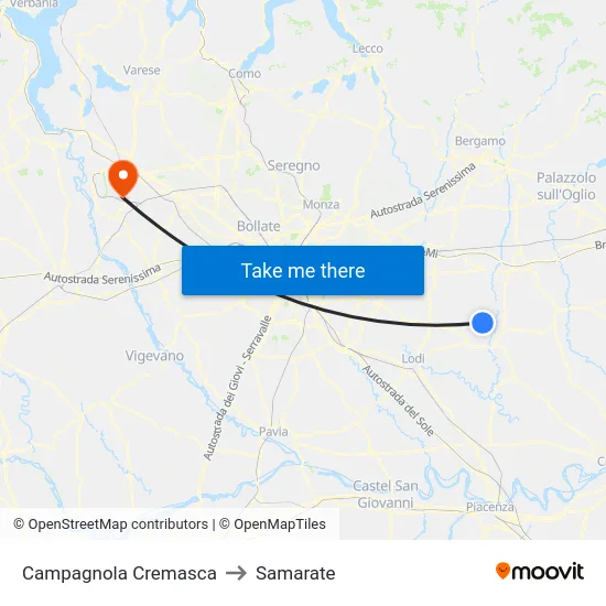 Campagnola Cremasca to Samarate map