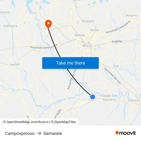 Campospinoso to Samarate map