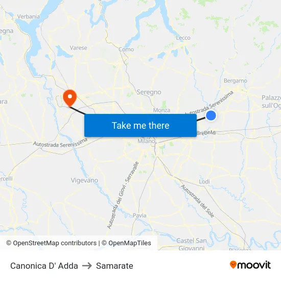 Canonica D' Adda to Samarate map