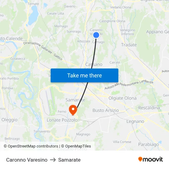Caronno Varesino to Samarate map