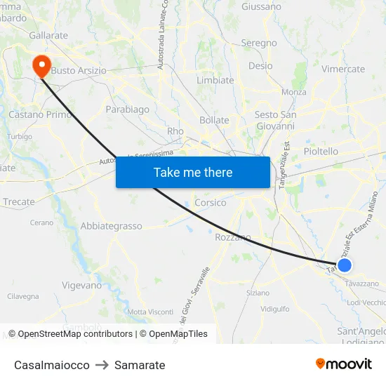 Casalmaiocco to Samarate map