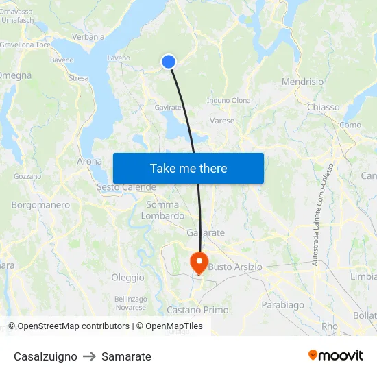 Casalzuigno to Samarate map