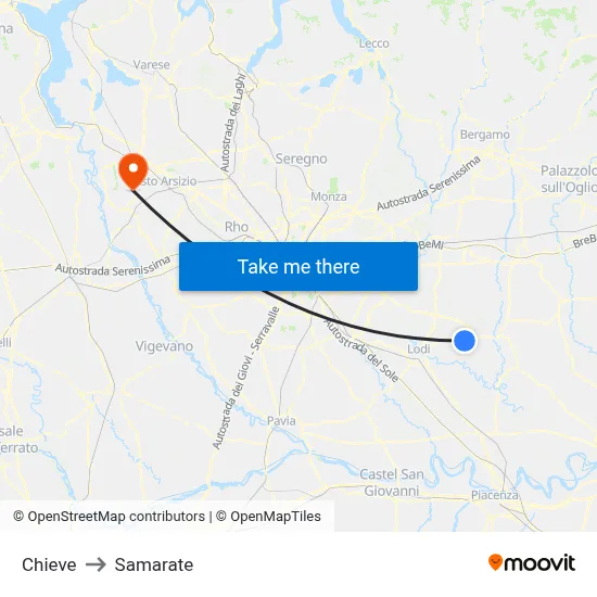 Chieve to Samarate map