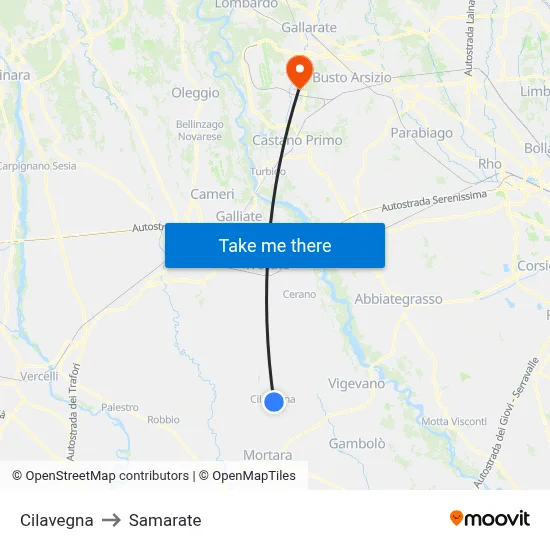 Cilavegna to Samarate map