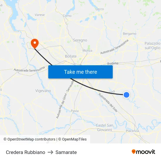 Credera Rubbiano to Samarate map