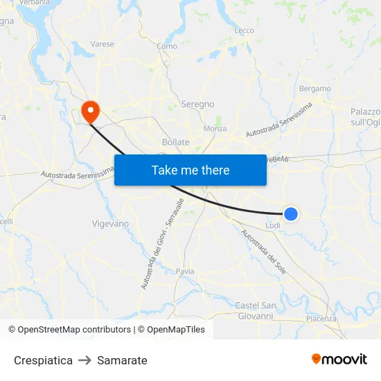 Crespiatica to Samarate map