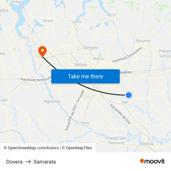 Dovera to Samarate map