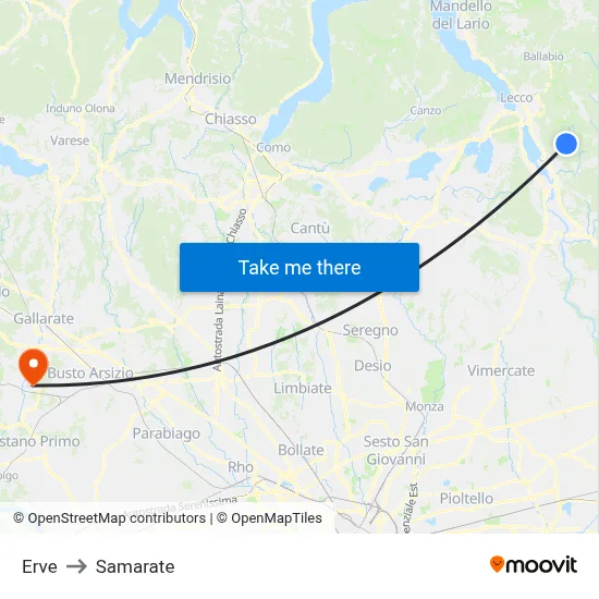 Erve to Samarate map