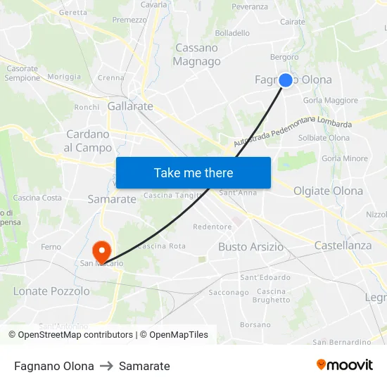 Fagnano Olona to Samarate map