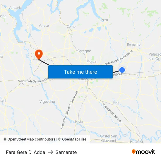 Fara Gera D' Adda to Samarate map