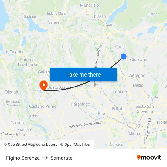 Figino Serenza to Samarate map