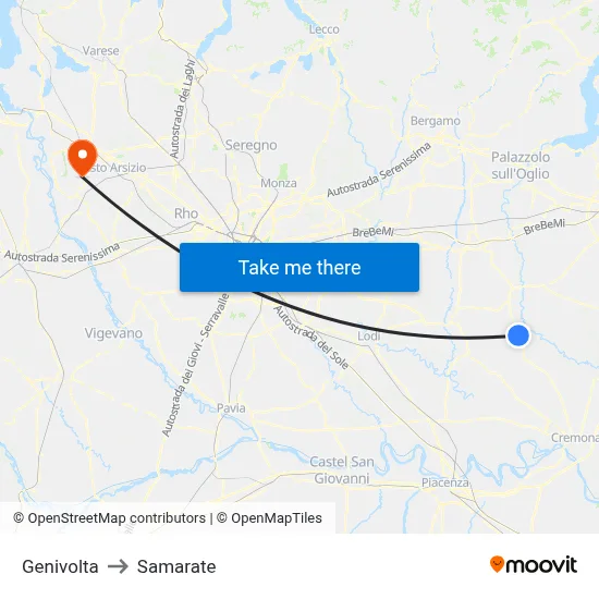Genivolta to Samarate map