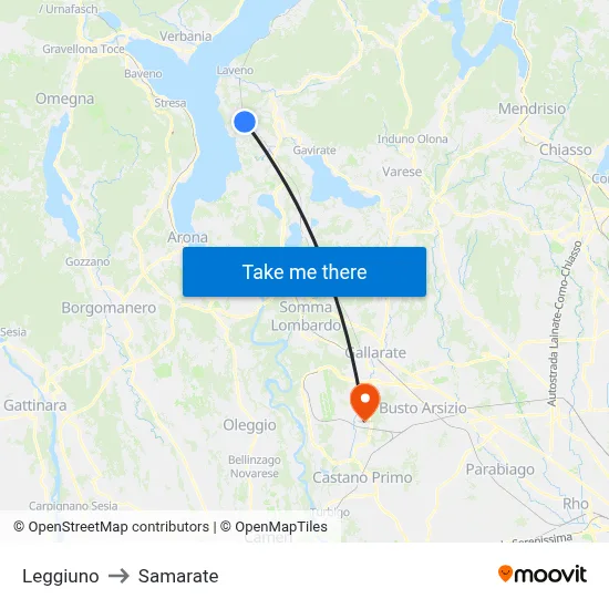 Leggiuno to Samarate map