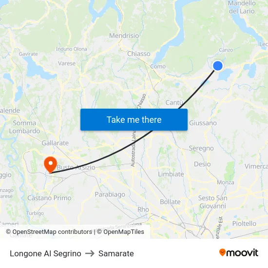 Longone Al Segrino to Samarate map