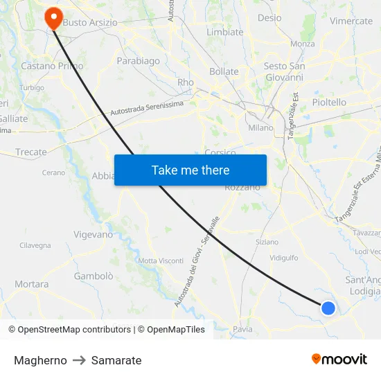 Magherno to Samarate map