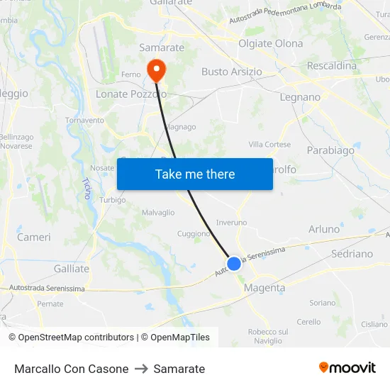 Marcallo con Casone to Samarate map