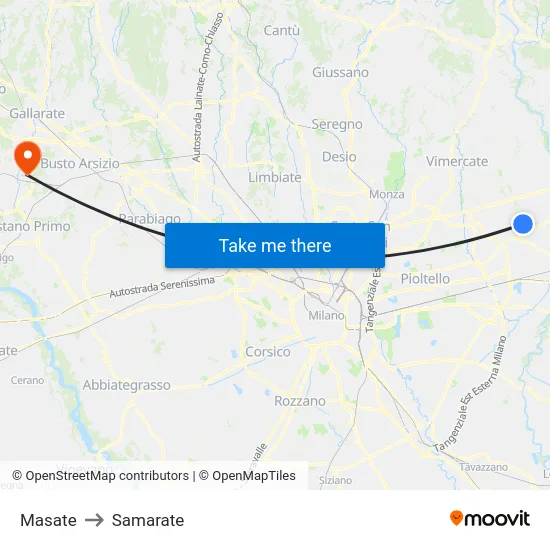 Masate to Samarate map