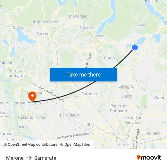 Merone to Samarate map