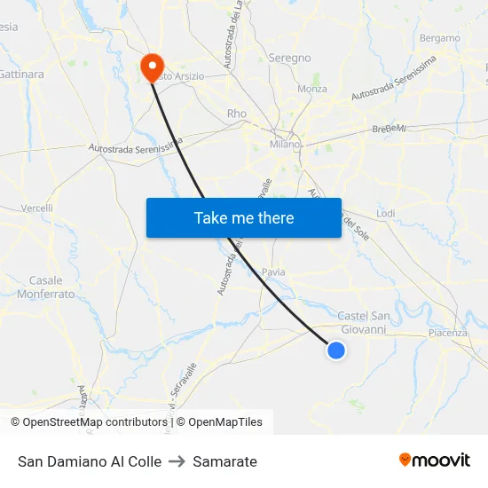 San Damiano Al Colle to Samarate map
