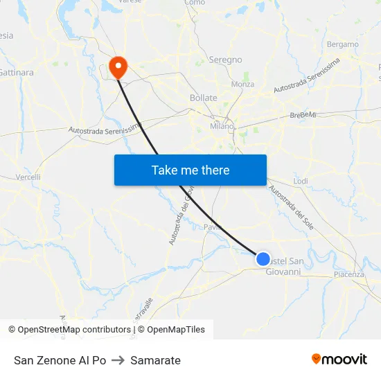 San Zenone al Po to Samarate map