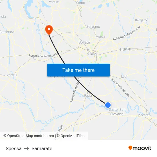 Spessa to Samarate map