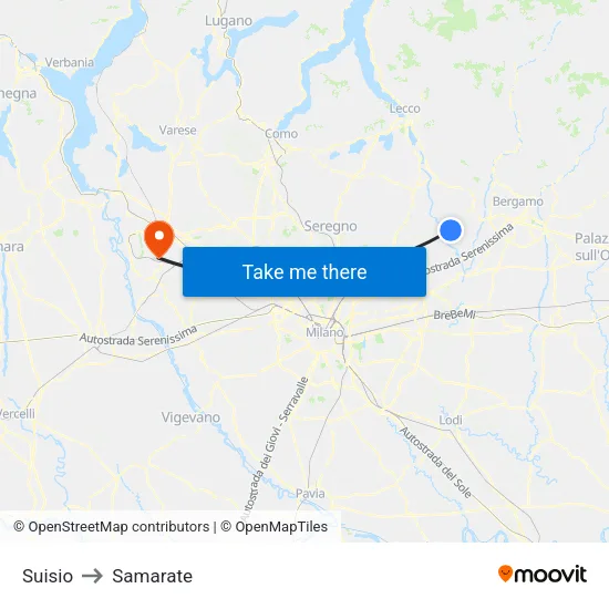 Suisio to Samarate map