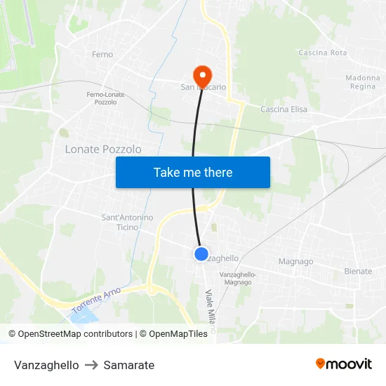Vanzaghello to Samarate map
