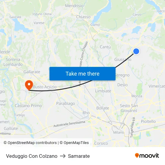 Veduggio Con Colzano to Samarate map