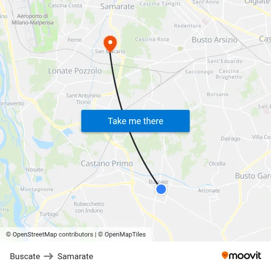 Buscate to Samarate map